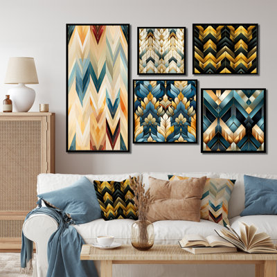 Prudhoe - Chevron Canvas Wall Art Set Of 5