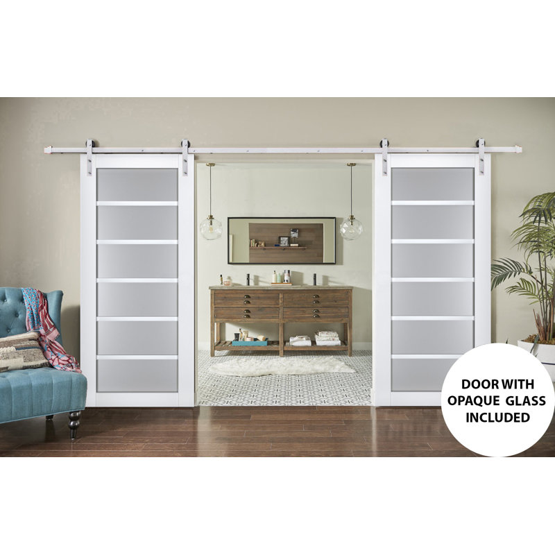 Portes de grange en bois givré Veregio, 56 po x 96 po, Blanc