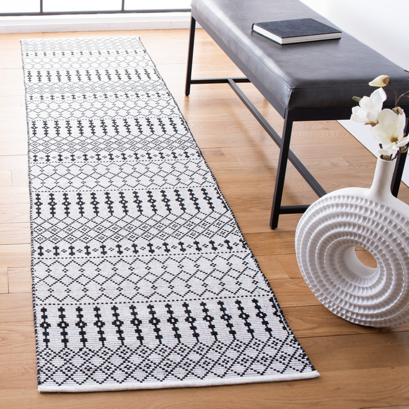 Tapis en coton à tissage plat Terrill, Tapis de couloir 2 pi 3 po x 9 pi