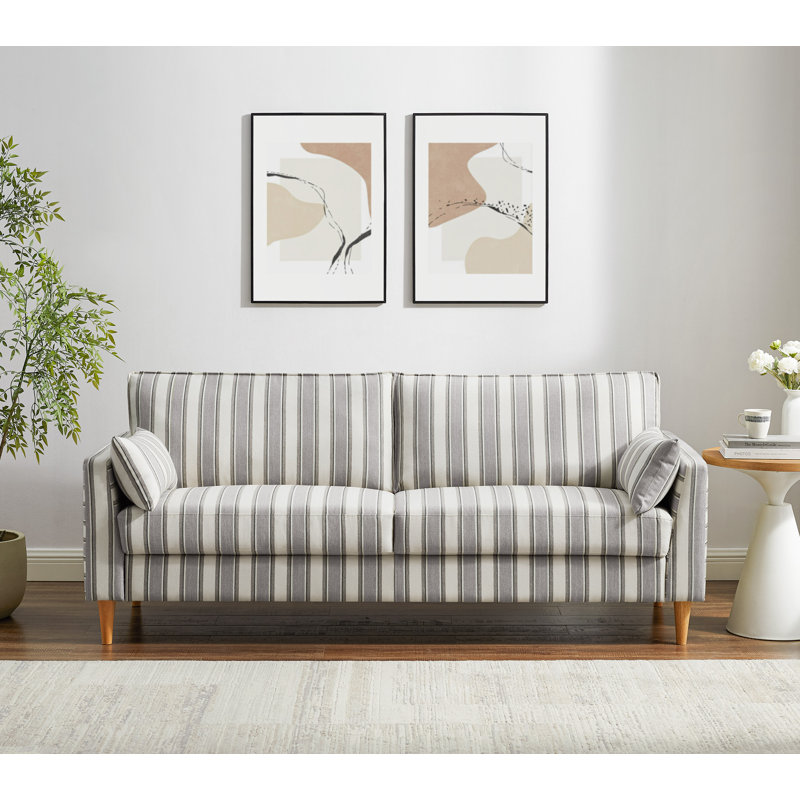 80.71'' Striped Fabric Upholstered Sofa, Gray