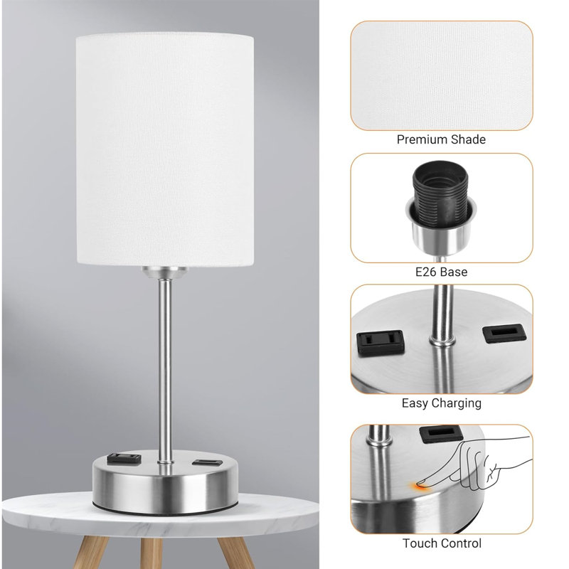 Metal USB Table Lamp, White