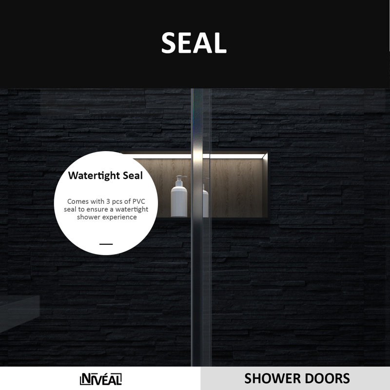 60'' Silver Semi-Frameless Sliding Shower Door with Clear Tempered Glass