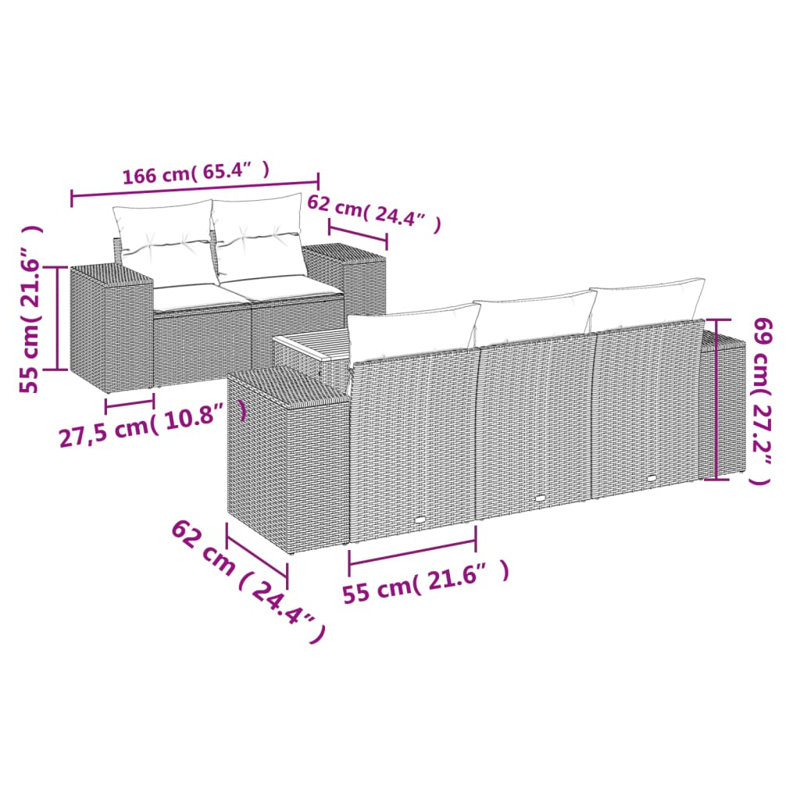 Ensemble de canapé de jardin gris