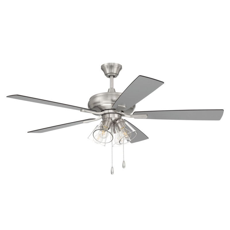 Ventilateur de plafond 4 lumières Eos, Nickel brossé