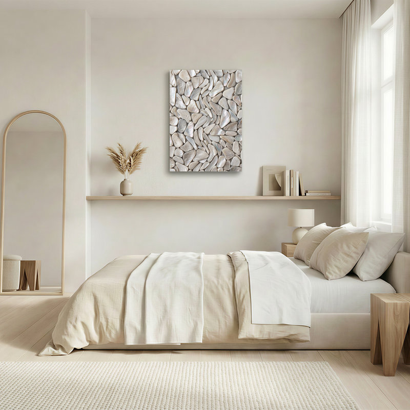 Art mural sur toile mosaïque blanche nacre blanche, 30"H x 20"W
