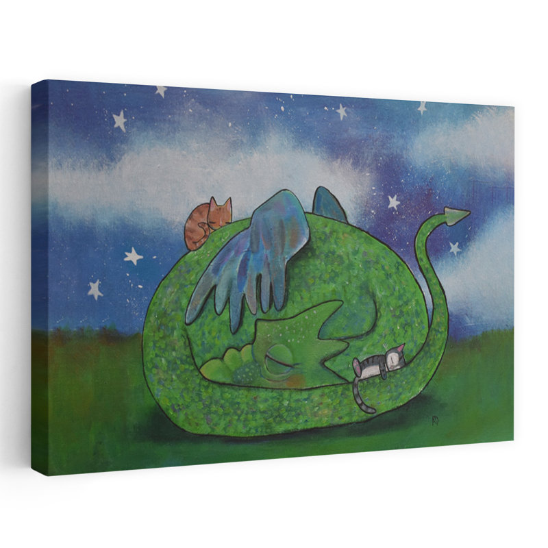 Le sommeil du doux dragon - Affiche murale contemporaine abstraite, H 40 po x l 60 po
