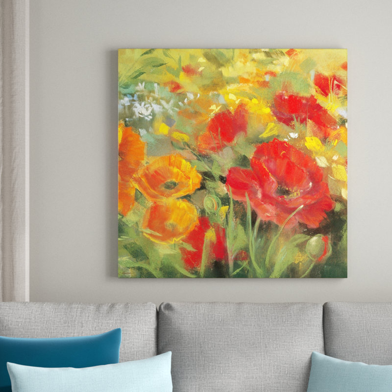 «Oriental Poppy Field I» - reproduction, H 35 po x l 35 po x P 1,5 po, Toile