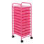 Chariot de rangement à roulettes à 10 tiroirs – Organisateur utilitaire mince avec plateau en métal, rose-486533992