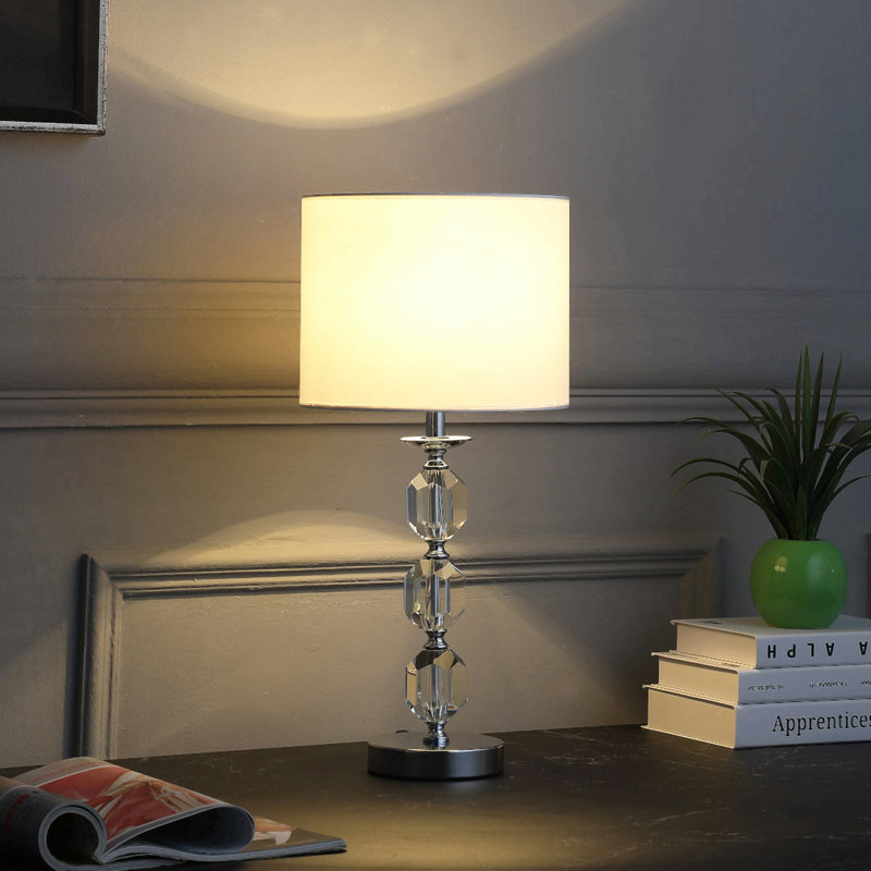 21" In Tilli Hexagonal Prism Crystal Orb Table Lamp