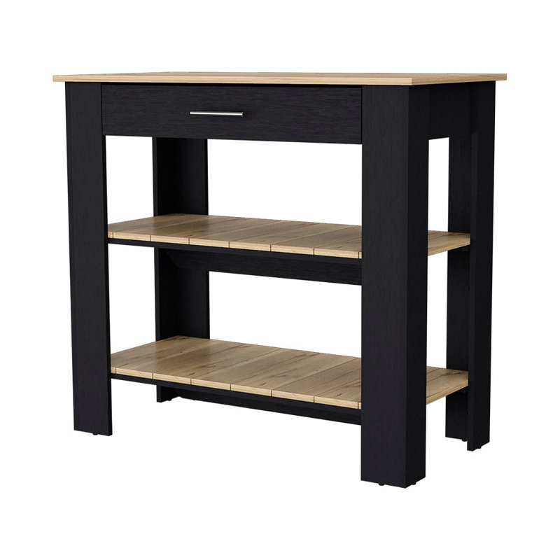 Brooklyn 40 Kitchen Island,Two Shelves,One Drawer, Black