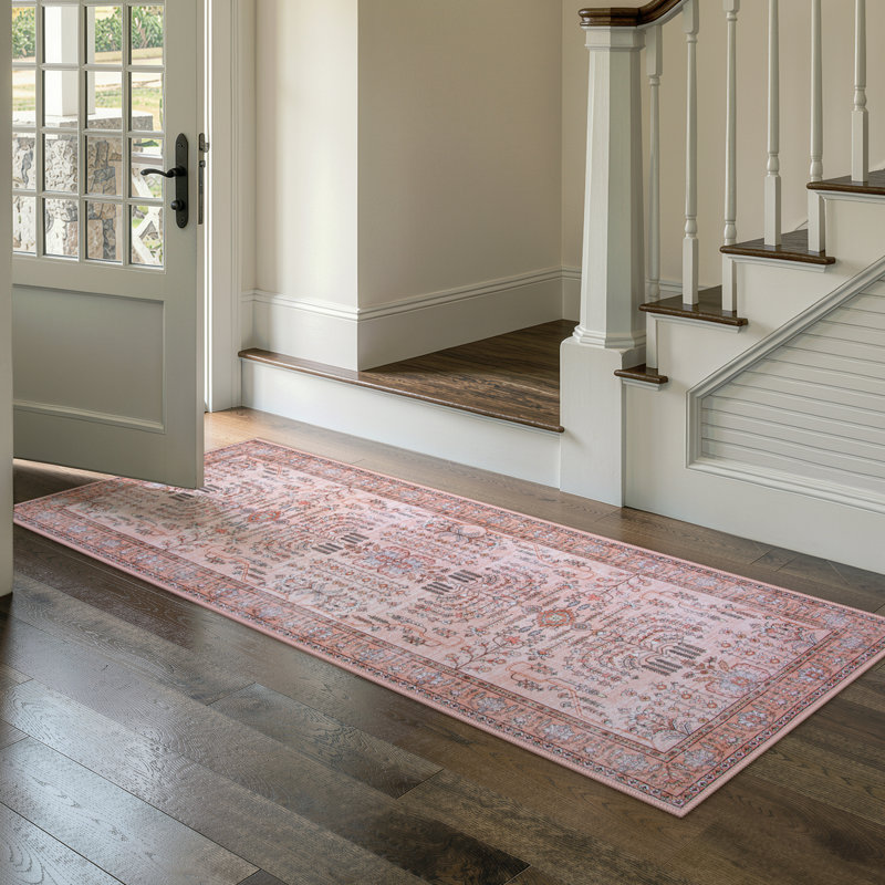  Tapis de couloir rose Kaldi Vintage, Tapis de couloir 2 pi x 6 pi