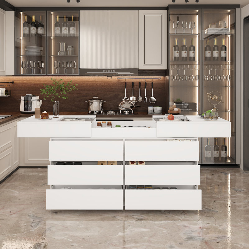63"W Double Side Kitchen Island
