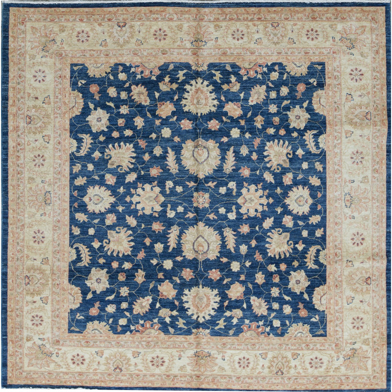Tapis bleu de haute qualité noué à la main