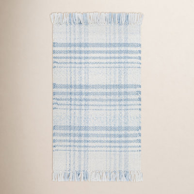 Cay Hand-Woven Blue Plaid Rug