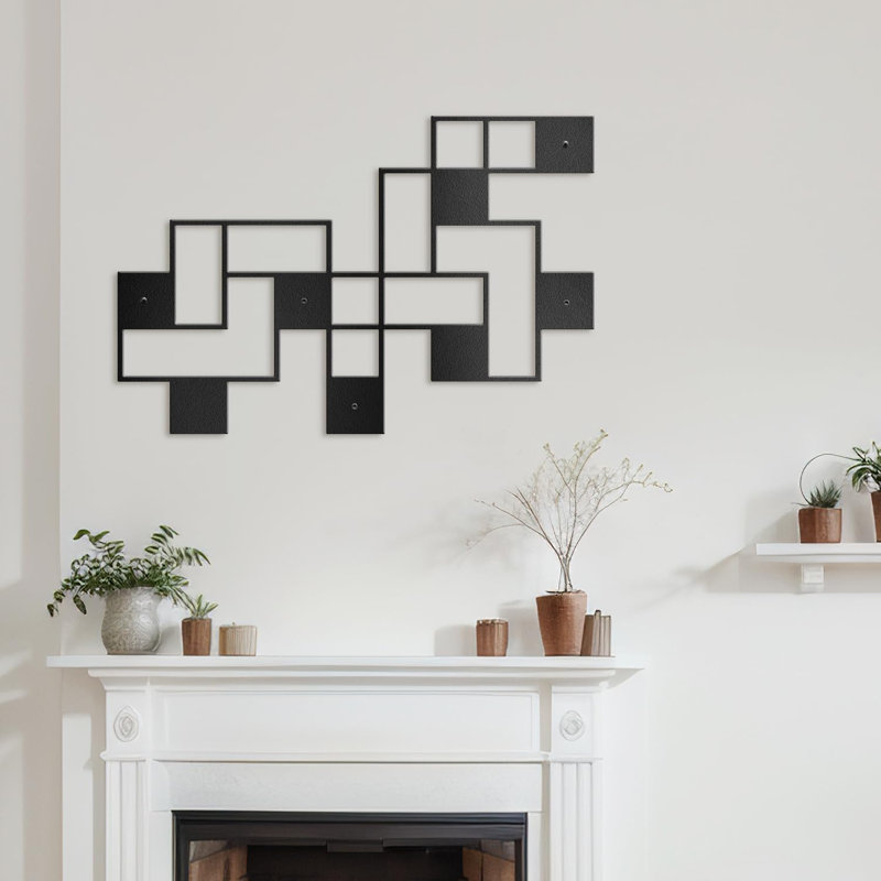 Décoration murale en métal, Noir, H 12 po x l 24 po x P 0,05 po