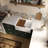 Whitehaus front apron single bowl fireclay kitchen sinks with walnut wood cutting board and stainless steel grid-123423875