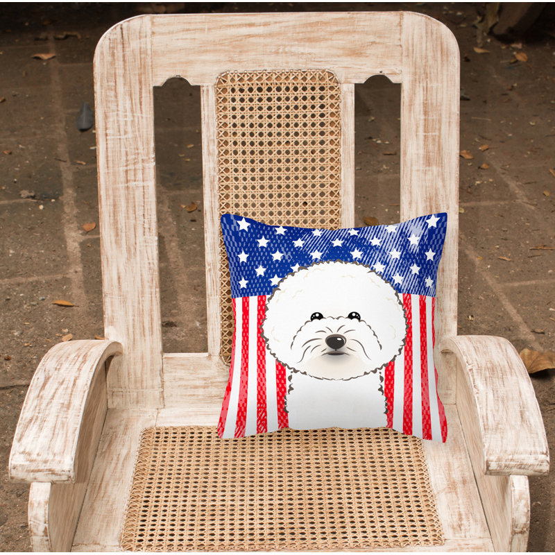  Coussin 14 "American Flag, 18 po x 18 po, Bichon frisé