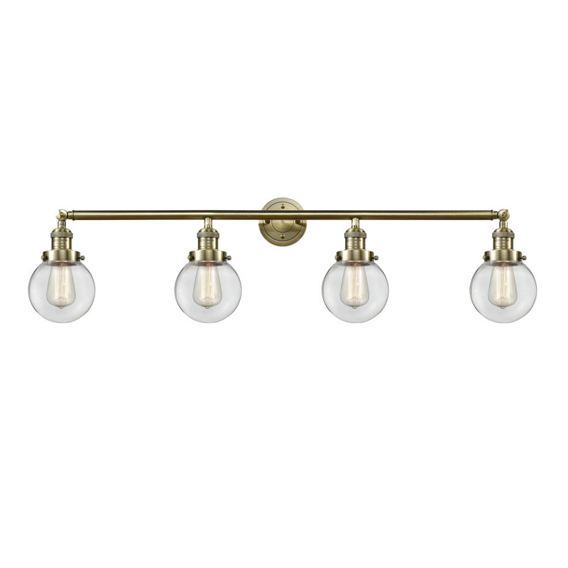Éclairage de salle de bain à intensité variable 4 lumières Clementina, Ampoule DEL rétro de 3,5 watts, Transparent