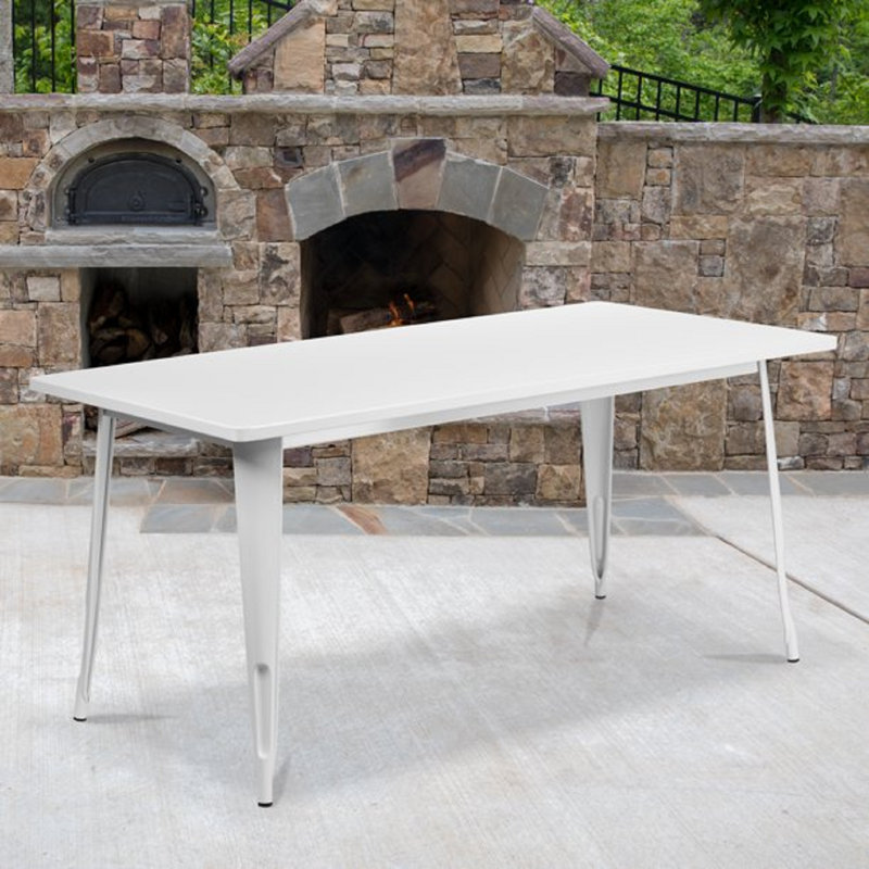 Table rectangulaire en métal pour l'intérieur et l'extérieur 31,5 po x 63 po Eure - table industrielle, Blanc