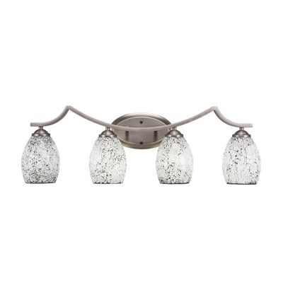 Zilo 4 Light Bath Bar Shown In Graphite Finish With 5" Black Fusion Glass