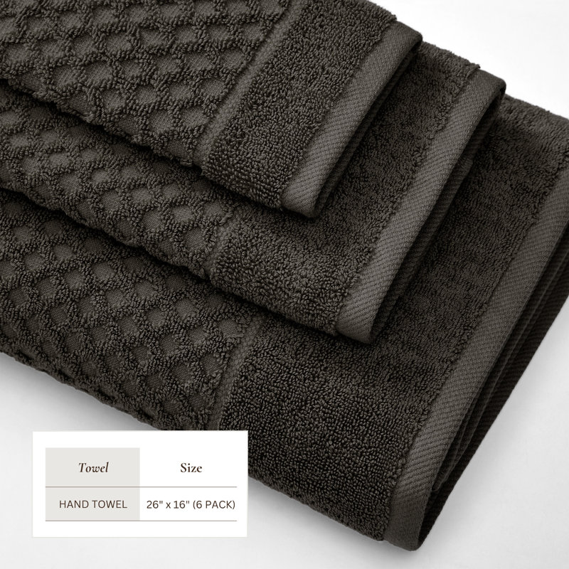 Ensemble de serviettes 100% coton ultra doux et absorbant, Minuit, Essuie-mains - paquet de 6