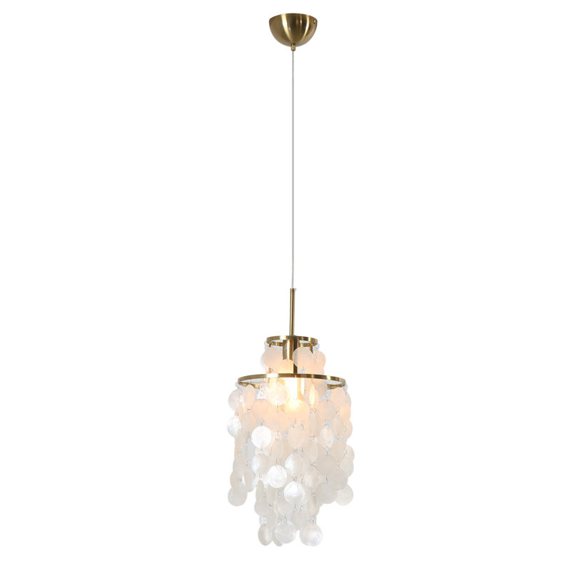 Fribley 1-Light 9.8 Inch Luxury Natural Capiz Shell Chandelier Seashell Pendant Lighting