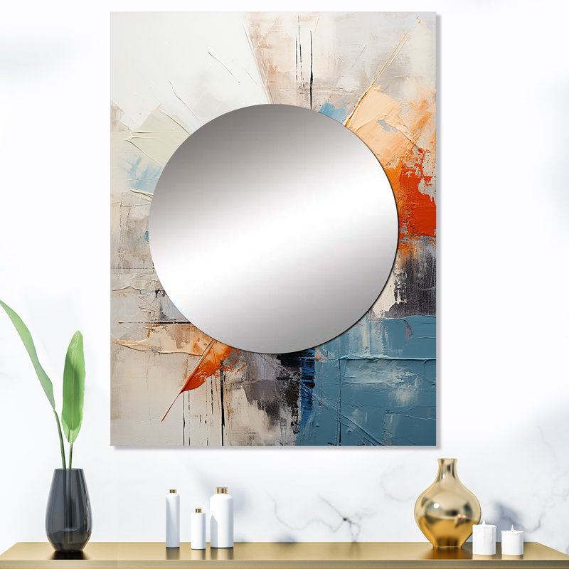 «Michirou», mosaïque abstraite orange mosaïque - mosaïque abstraite, miroir mural moderne et contemporain, impression sur métal