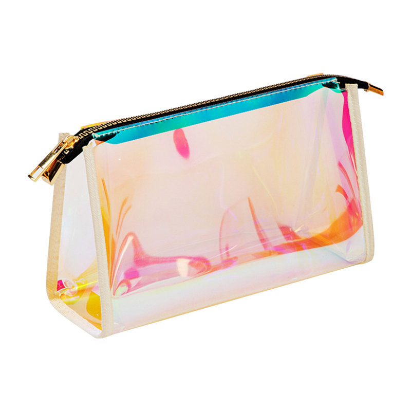 Trousse de toilette transparente en PVC à fermeture à glissière avec poignée pour sac de maquillage