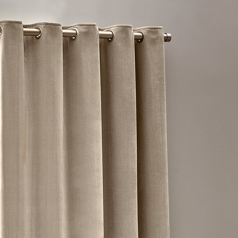 Heavy Chenille Room Darkening Eyelet Curtains, Natural, 229cm Width x 137cm Drop