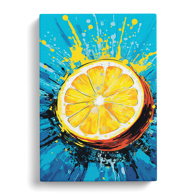 Lemon Fruit Pop Art - No Frame Print, 76cm H x 50cm W x 3cm D