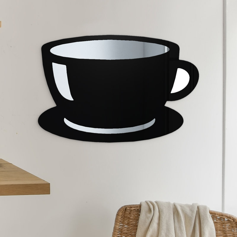 Décoration murale en forme de tasse à café Daziel, Noir, H 11 po x l 16 po x P 1 po