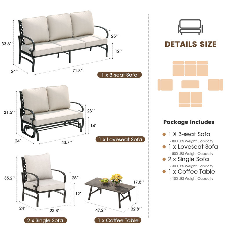 Outdoor Conversation Set, Ivory