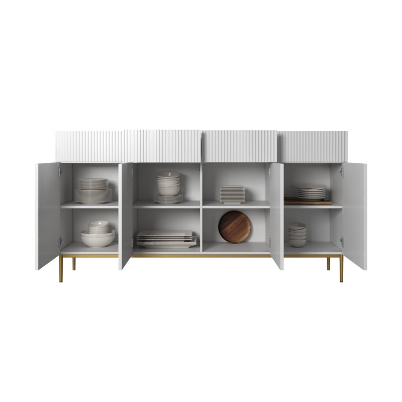 Albhie 200cm Sideboard, White/Gold
