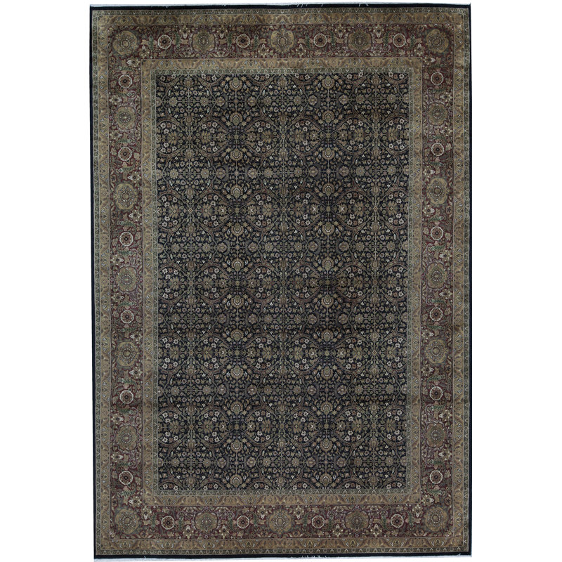Tapis noir et rouge de haute qualité noué à la main