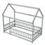 Lit en bois de plancher de maison avec la structure de toit, barrières de sécurité pour la chambre à coucher-632233240-632233241
