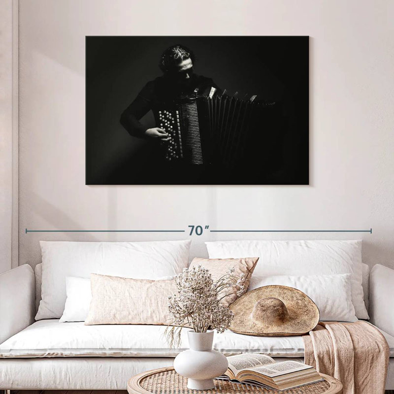 Abarca Monochrome Accordion Player, 30" H x 45" W