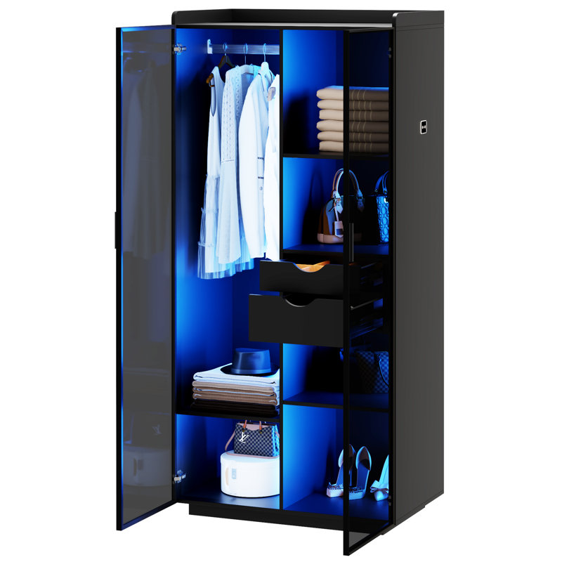 2 Door Manufactured Wood Wardrobe, Black
