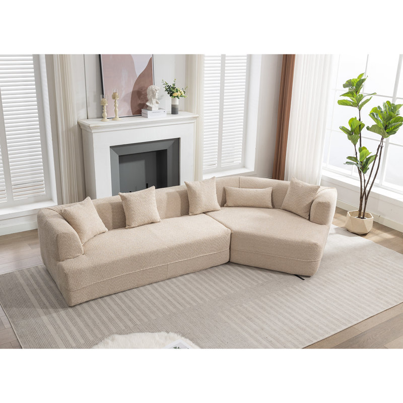 Canapé Melotti, Boucle blanc crème, H 26 po x l 128 po x P 43 po