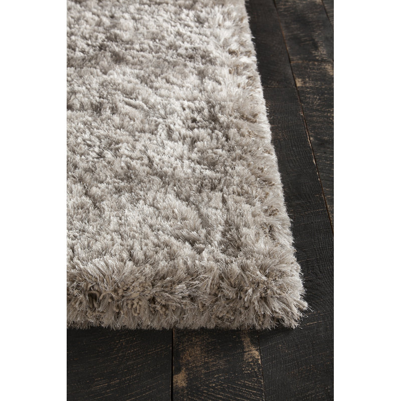Chandra Rugs Giulia Collection Plush Modern Contemporary Hand-Woven Silver White Grey Shag Polyester Pile Material Handmade Area Rug