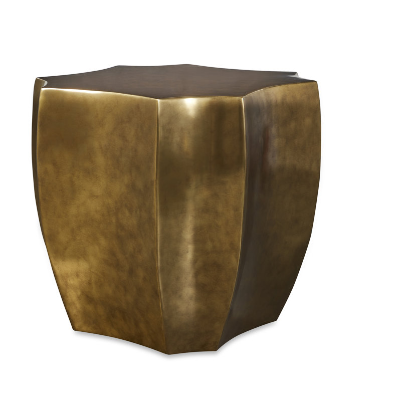 Grand Tour Stone End Table, Antique Brass