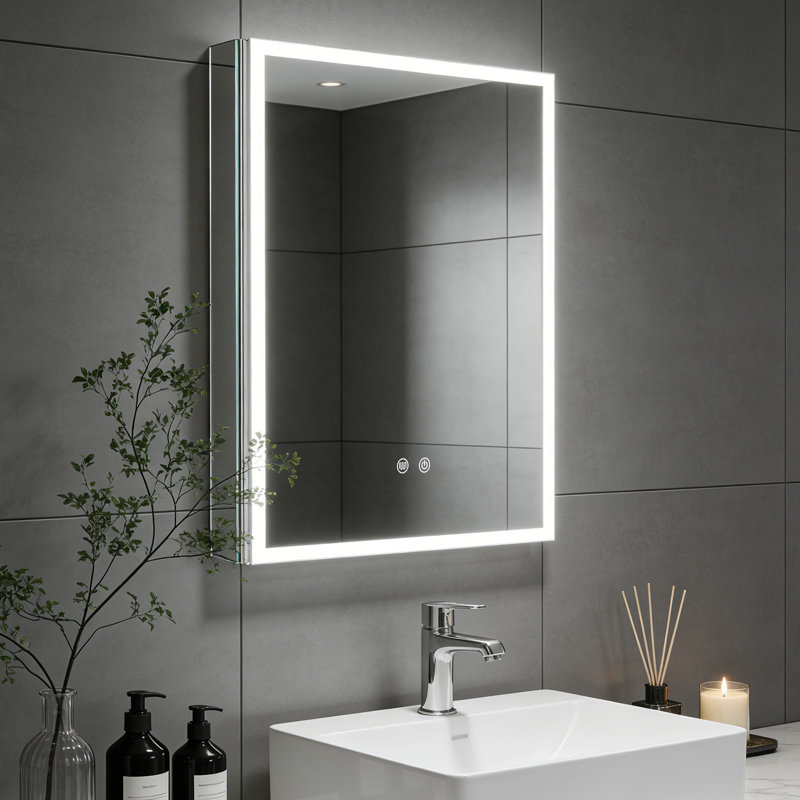 Pharmacie rectangulaire à DEL avec miroir, 20 po x 28 po, Rectangulaire