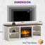 Meuble télé 70 po pour téléviseur 80 po, grande console pour salon, blanc + bois de grange-660982561