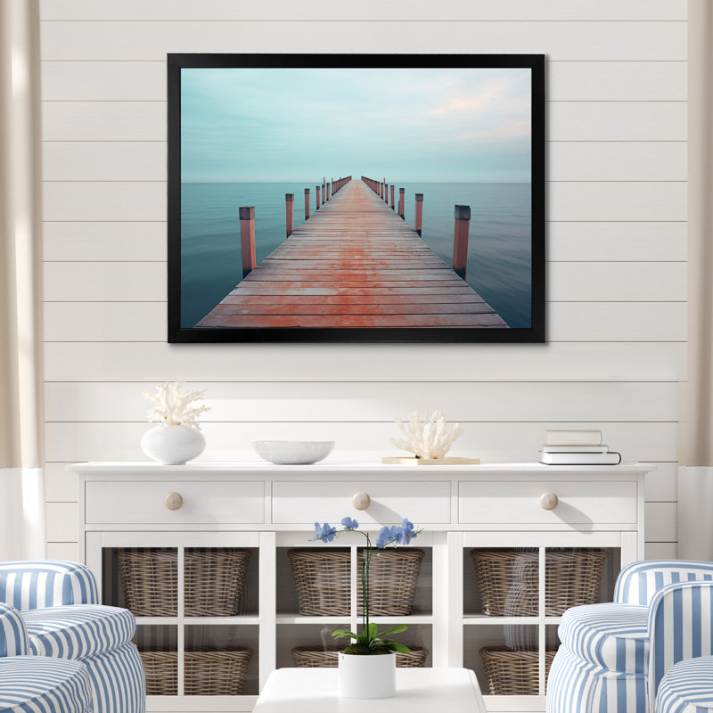 Tiphonnet Pier To Infinity II sur toile, Cadre simple noir, H 24 po x l 32 po x P 1 po
