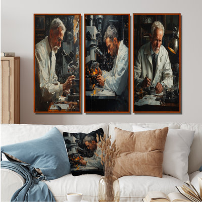 Blanc, noir, laboratoire scientifique microscopique, collection d'art mural