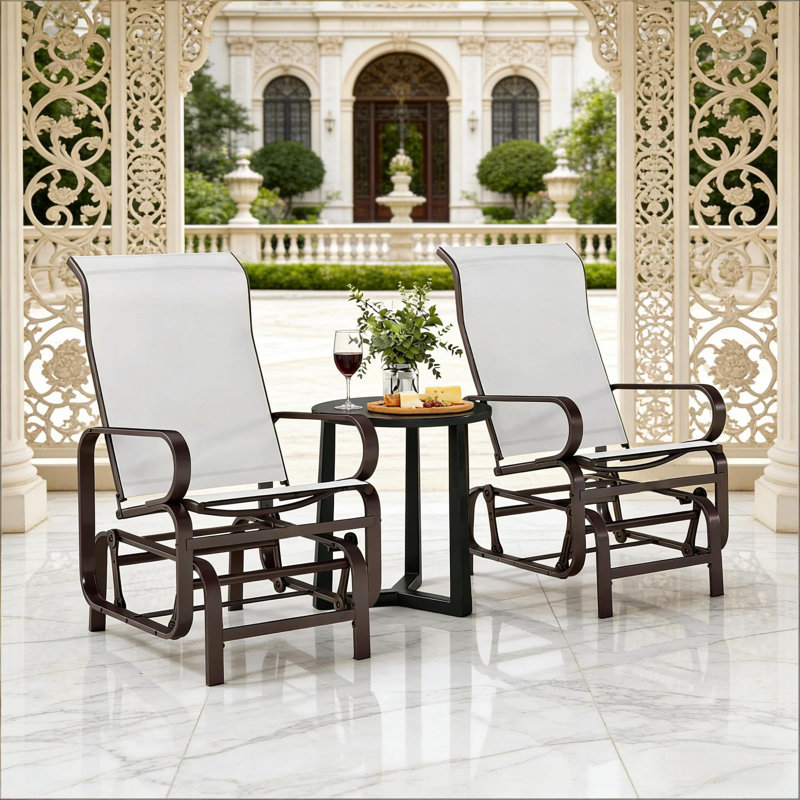 Ensemble de chaises berçantes et de fauteuils de patio confortables en maille de métal