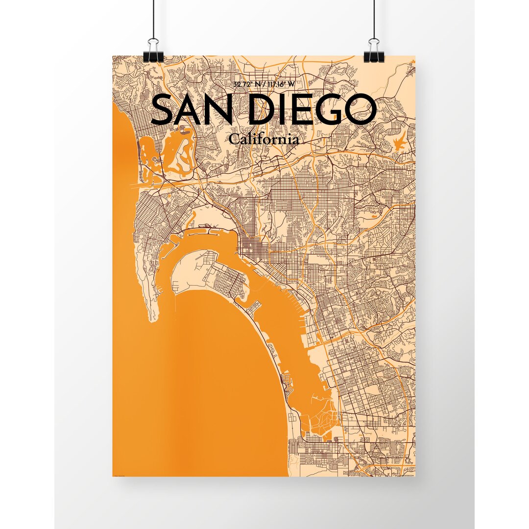 Grafikdruck San Diego City Map