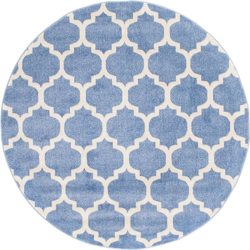 Tapis bleu clair Ruri, Rond 3 pi 3 po
