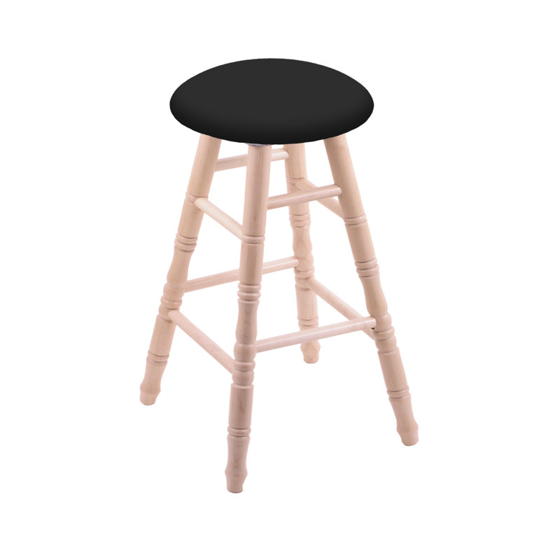 Tabouret de comptoir pivotant de 24 po, Vinyle noir, Chêne naturel