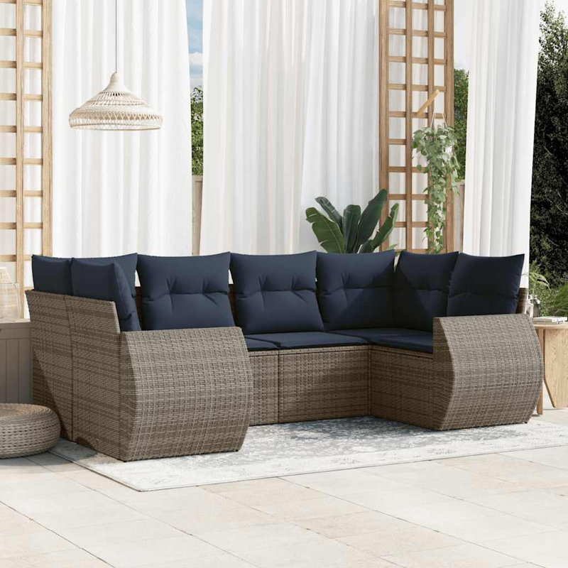 Ensemble de canapé de patio avec coussins 6 pièces Vidaxl