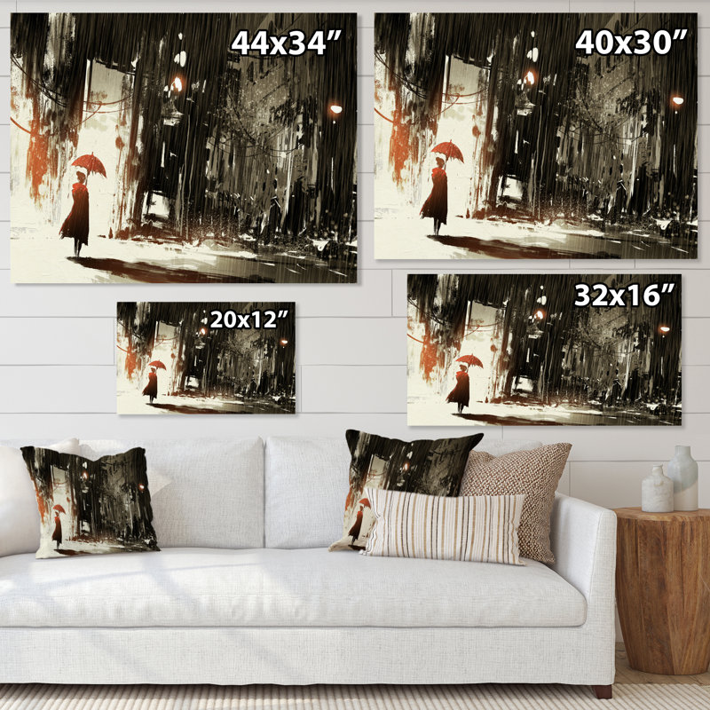 «Video Lonely Woman In City», œuvre vidéo moderne sur toile, H 8 po x l 12 po x P 1 po, Toile tendue